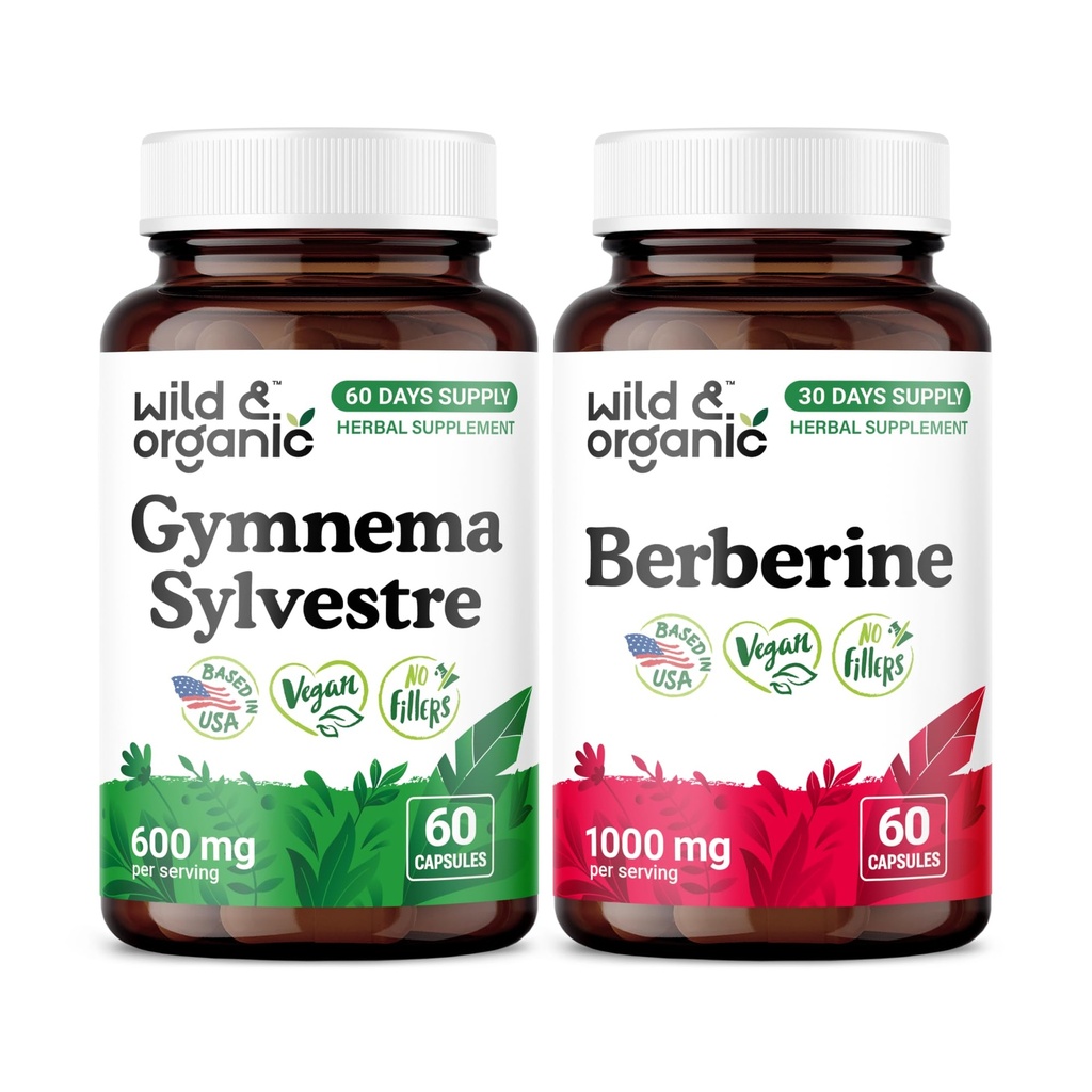 Wild & Organic Gymnema Sylvestre 60 Capsules & Berberine 60 Capsules