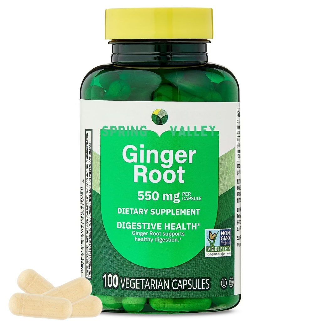 Ginger Root, 550 mg, Ginger Root Dietary Supplement, Ginger Root Capsules, 100 Count (Pack of 1)