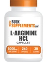 BulkSupplements.com L-Arginine HCl Capsules - Nitric Oxide Supplement, Arginine Supplement - Gluten Free, 8 Capsules per Serving (5000mg), 240 Count (Pack of 1)
