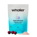 wholier Night Minerals Magnesium Glycinate + Calcium Drink Mix Powder with Tart Cherry & Superfood Berries, Natural Sleep Support, Melatonin Free, Gluten Free, Berry Flavor, Vegan, 25 Servings