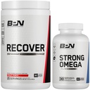 BARE PERFORMANCE NUTRITION BPN Recover Post-Workout Muscle Recovery Drink Mix – Fruit Punch 25 Servings + Strong Omega Fish Oil Soft Gel 30 Servings | Recovery + Heart & Brain Health Bundle
