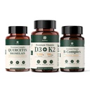 D3 K2 5000IU Softgels + Quercetin Complex + Methylated B-Complex Supplement Bundle | 3 Bottles Total (120ct D3K2+60ct Quercetin+60ct B-Complex), Non-GMO Gluten Free Vegan Set