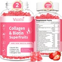 2 Pack Sugar Free Collagen Gummys for Men Men, Multi Collagen Peptides Gummys I II III V X 配Biotin维生素A B C D E 配发皮钉,草莓火焰,120 Counter