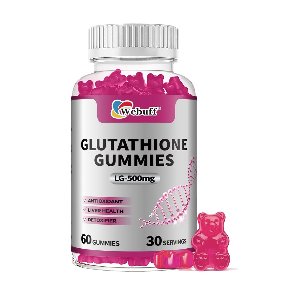Glutathione Gummies with Collagen 500mg Vitamin C & B6 Skin Glow Hair & Nail Support Anti-Aging Antioxidant Sugar-Free Non-GMO Strawberry Flavor 60 Gummies 60 Count Pack of 1