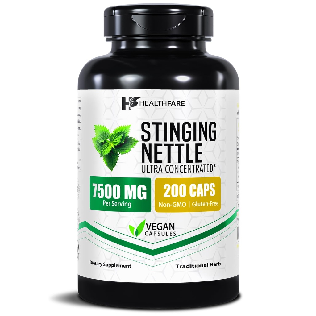 Healthfare Stinging Nettle Root Extract | 200 Vegan Capsules | Extra Strength Herbal Supplement | Non-GMO, Gluten-Free | Made in USA