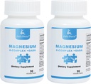 2 Пляшки Sixfold Magnesium Комплекс 350mg Magnesium Glycinate, Malate, Citrate, Taurine, Oxide, L-threonate для м'язів,Нервс, & Енергетика, GABA Sleep Support Висока Absorpules Vegan 90 Caps