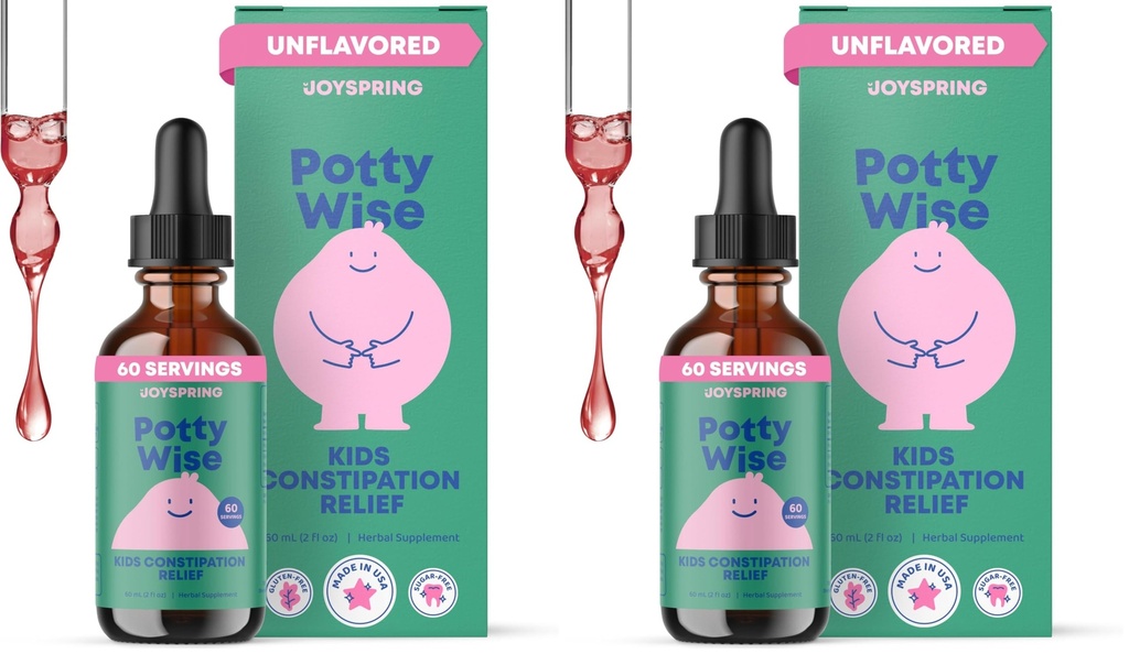 JoySpring Potty Wise – Gentle Digestive Support for Kids – Promotes Healthy Digestion with Senna & Elderberry – Vegan, Gluten-Free, Sugar-Free (2 fl oz) 60 Servings (Pack of 2)