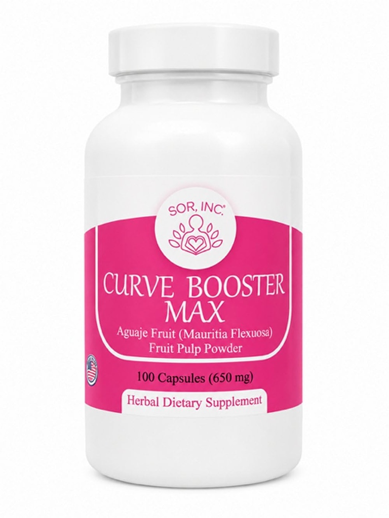 SOR, Inc. Curve Booster Max Aguaje Fruit Pulp Capsules for Women and Men – Mauritia Flexuosa Moriche Palm Botanical Supplement, 650 mg, 100 Capsules