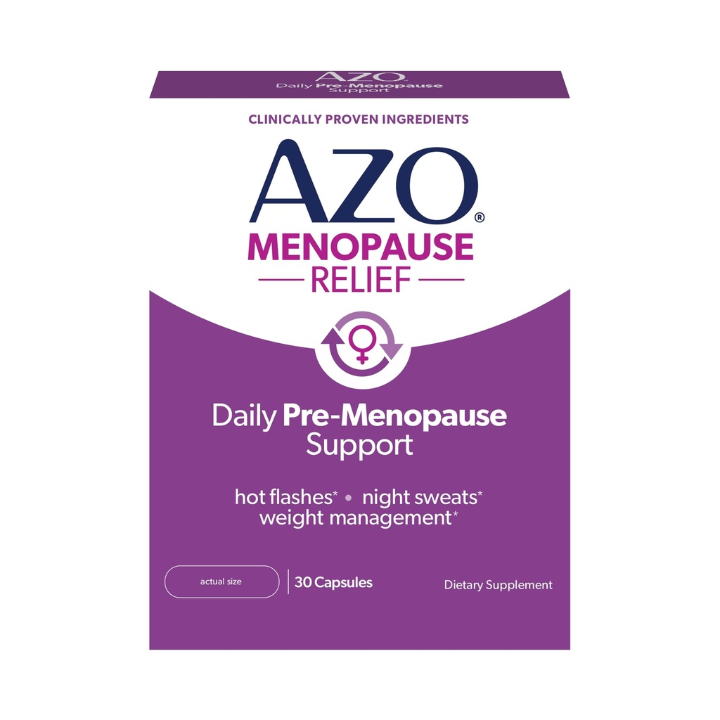 AZO® Daily Pre-Menopause Relief Perimenopause Supplements for Women, Hot Flash, Night Sweat and Healthy Weight Management Support* - 30 Count