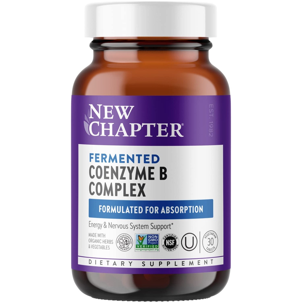 New Chapter Vitamin B Complex Fermented Coenzyme B Complex Rich in Vitamin B12 + Vitamin B6 + Biotin + Made with Organic Ingredients - 30 ct