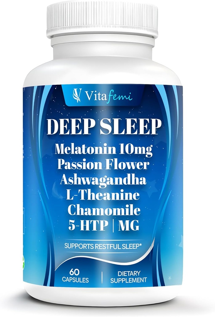 18-in-1 Melatonin10 mg,成人自然深眠补充剂,非哈比特成型,Ashwagandha,L-Theanine,镁,Chamomile,5-HTP,Non-GMO