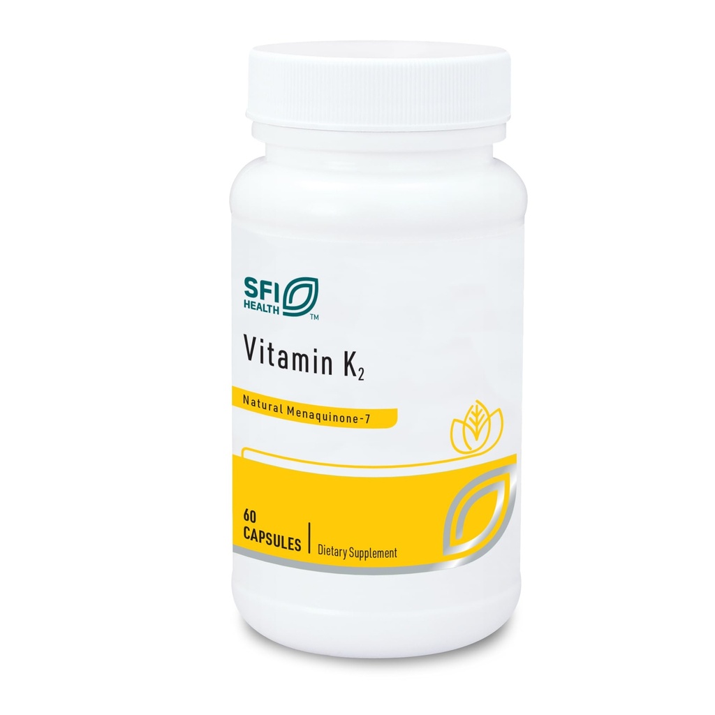 Klaire Labs SFI Health Vitamin K2-50 Micrograms as Menaquinone-7 MK-7, No Soy, Gluten or Dairy (60 Capsules)