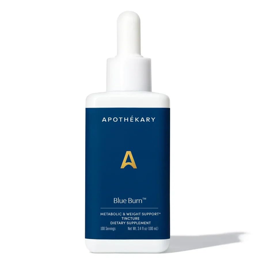 Apothékary Blue Burn Herbal Supplement Liquid Drops, Metabolism and Weight Management Support, Clinically-Tested, Made in the USA, 3.4 Fl Oz, 100 Servings