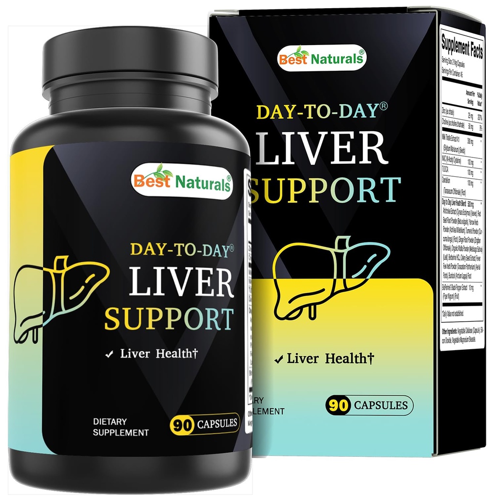 Best Naturals Day to Day Liver Support - 90 Veg Capsules - Made in the USA - Non-GMO & Gluten Free
