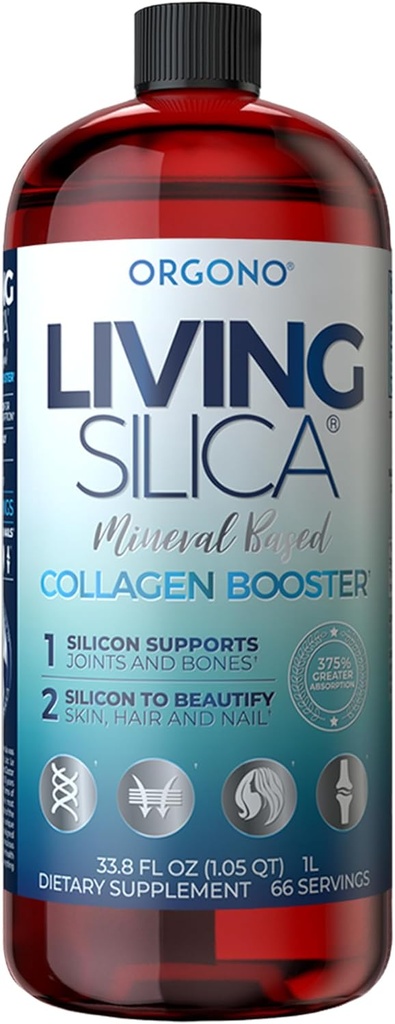 Living Silica Collagen Booster Liquid | Vegan Collagen Booting Drink |支持健康Collagen和埃拉斯汀生产,用于联合和Bone支持,光滑皮肤,强发和直肠.