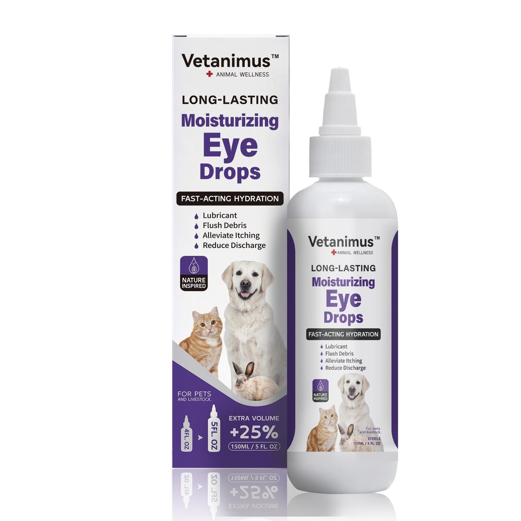 Refreshing Moisturizing Eye Drops 150ml/5 fl.oz for Dogs, Cats, and Livestock Fast-Acting Hydration