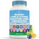 Liberty Lifestyle Eye Health Vitamins with Bilberry Lutein & Zeaxanthin, Lycopene, Resveratrol, Grape Seed Extract, Flaxseed Astaxanthin- AREDS 2 - Eye Vitamin - 60 Capsules