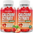 2 Pack Calcium Citrate Gummies, סוכר חינם Calcium Citrate 1000 מ"ג עבור שריר בריא, Absorption Calcium תוספי עבור מבוגרים וילדים, Strawberry, 120 Count Count Count