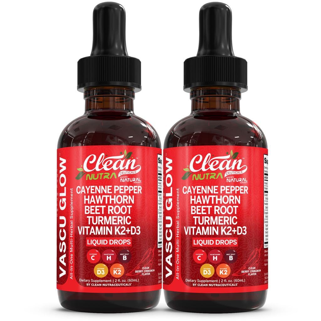 Clean Nutra Cayenne Pepper Drops Supplement Liquid + Hawthorn Berry, Vitamin D3 K2 Beet Root Powder, Ceylon Cinnamon, Turmeric Curcumin, Organic Panax Ginseng, Berberine Extract Organic (2)