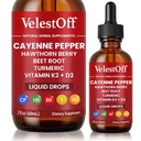 Cayenne Pepper Drops, Cayenne Circulation Blend with Hawthorn Beet Root Turmeric Vitamin K2 D3 - Vegan, Non-GMO - 2FL.OZ (1 PCS)