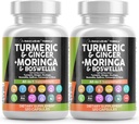 Turmeric Moringa Supplement | Ginger Boswellia Saffron - Ceylon Cinnamon, Tart Cherry, Quercetin Garlic Nettle Holy Basil과 여성과 남성을위한 보충 - 2Pack