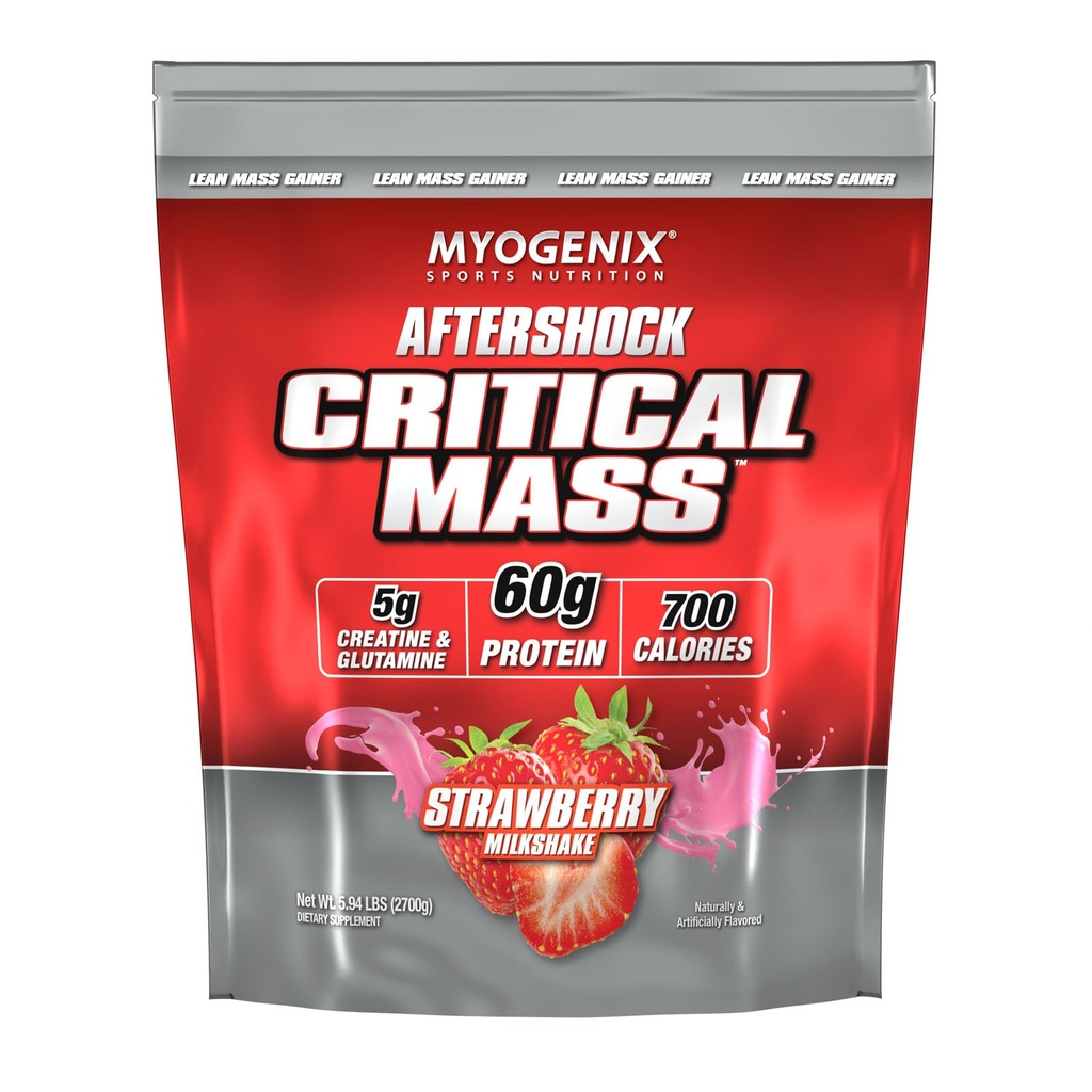 Myogenix Critical Mass Gainer – Muscle Mass Weight Gain Supplement, Zero Lactose Whey Protein Powder – Anabolic Whey Protein – Strawberry (5 lbs)