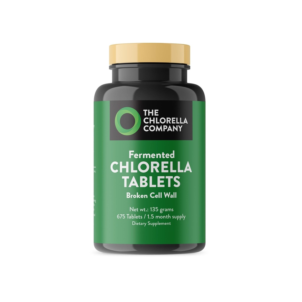 Fermented Chlorella Tablets, 675 Tablets (1.5 Month Supply) Broken Cell Wall for Nutrient Absorption, Vegan Superfood for Detox & Wellness, Algae Supplement, Non-GMO (1.5 Month)