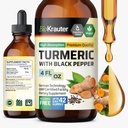 BIO KRAUTER® Turmeric Supplement for Mobility Support - Pure Vegan Curcumin with Black Pepper 4 Fl.Oz 42 Days of Supply - Curcumin Drops 1200 mg for Antioxidant & Immune Support - Alcohol & Sugar Free