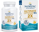 Nordic Naturals Ultimate Omega 2X med vitamin D3, sitronflavor - 60 myk geler - 2150 mg Omega-3 + 1000 IE D3 - EPA & DHA - Hjerne, hjerte, og immun helse - 30 Serveringer