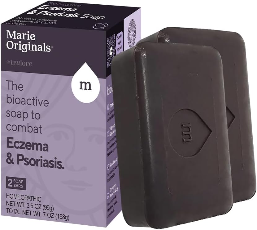 Marie Originals Eczema Ansiktssåpe Body Wash Bar - All naturlig psoriasis, dermatitt behandling for tørr kløende Flaky Skin Relief - Gentle avgiftsgivende, helbredende, anti-tørke, rensende hudpleie (Pack of 2)
