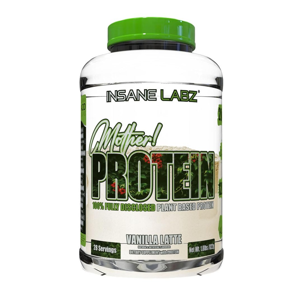 Insane Labz Mother Protein,100% Fully Disclosed Plant Based Protein (28 Servings, Vanilla Latte)