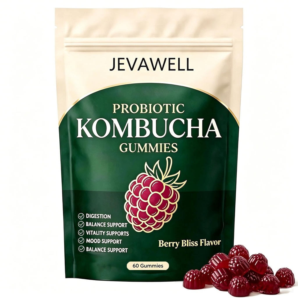 Jevawell Kombucha Gummies Joint Support Prebiotics, Probiotics & Postbiotics, Gut Health Support - Berry Flavor