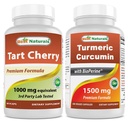 Tart Cherry Extract 1000 mg & Turmeric Curcumin 1500mg/Serving with Bioperine