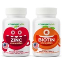 VitaWorks Kids Zinc 15mg Chewables + Biotin 5000mcg Chewables Bundle