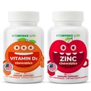VitaWorks Kids Vitamin D3 1000 IU Chewables + Zinc 15mg Chewables Bundle