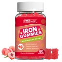 Iron Supplement Gummies for Women & Men - Iron Gummies with Folate Vitamin C B12 B6 Zinc, Peach Flavor, Vegan 60 Gummies
