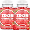 2 Pack Iron Gummies for Women & Men - Iron Supplement with Vitamin B6, B12, C, Zinc, Folate for Adults & Kids - Support Iron Deficiency, Anemia, Energy Boost, Blood Builder - Sugar Free Strawberry