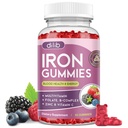 Iron Gummies with Multivitamin, Iron Supplement for Women & Men with Zinc, Vitamin B Complex & C, B12, Folate - Blood Builder & Energy Support for Adults & Kids - Mixed Berry Flavor, Vegan 60 Gummies