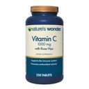 Nature's Wonder Vitamin C 1000mg with Rose Hips - High-Potency Vitamin C Supplement for Daily Immune & Antioxidant Support, Heart & Skin Health, Mood & Workout Recovery - Gluten-Free - 250 Tablets