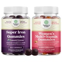 Bundle of Extra Strength Iron Supplement Gummies with Vitamin C & B Complex - Increase Red Blood Cells and Multivitamin Gummies for Women Energy and Immunity - Vitamins for Women's Health & Wellness
