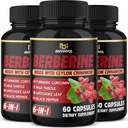 (3 Packs) Berberine Supplement Plus Ceylon Cinnamon, Milk Thistle, Turmeric, Artichoke Leaf, Black Peppe - 6 Monate Versorgung - 180 Kapseln insgesamt