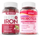 NEVISS Vegan Iron Supplement Gummies, Gentle Iron + Probiotics for Women Gummies