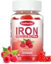 Iron Gummies for Women with Multivitamin, Iron Supplement for Women with Energy & Blood Builder, Raspberry Flavor Iron Vitamin Gummy with Folate, B Complex, Vegan 60 Gummies