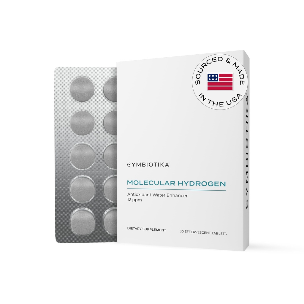 CYMBIOTIKA H2 Molecular Hydrogen Water Tablets with Magnesium, Energy Boost, Gluten Free, Keto Antioxidant Drink, Fast Dissolving Supplements, Helps Fight Inflammation & Stress 30 Tablets, 12 ppm