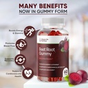 Root Gummies Organik - Nitric Oxide Booster untuk Pria & Perempuan - Organik N- GMO Bebas Vegan Beats - 60CT