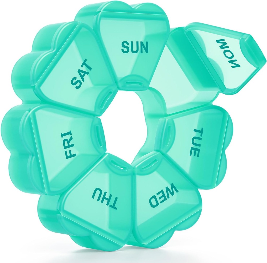 Große wöchentliche Pille Organizer, Pille Box 7 Tage, KAPENS Tägliche Vitamin-Fall große Kapazität Komponenten, Pillenbehälter für Fischöl Medizin Ergänzungen, Grün