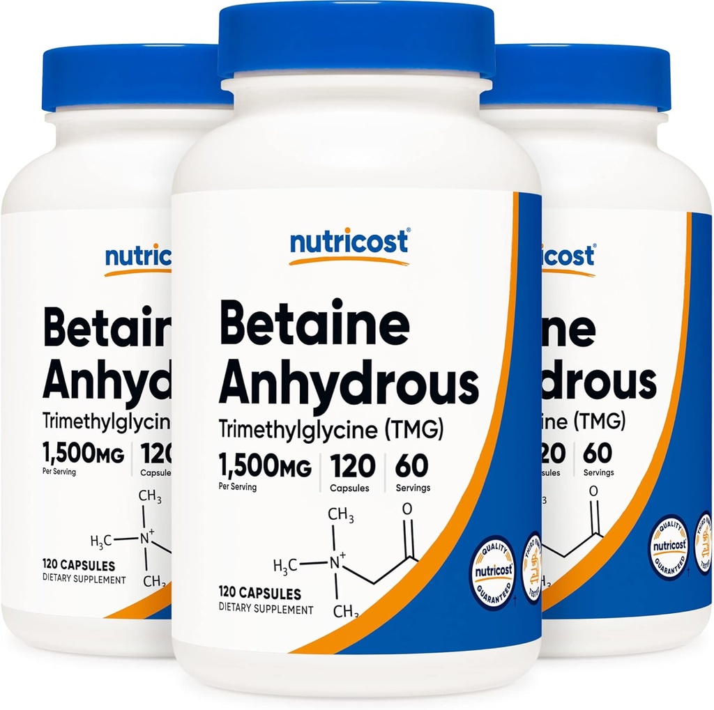 Nutrifost Betaine Anhydrous Caps 1500mg, 60 Сервиране на бутилка (3 бутилки)