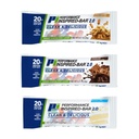 Performance Inspired Nutrition Protein Bar 2.0 Mixed Box – 12 Bars (4 Chocolate, 4 Peanut Butter, 4 Birthday Cake) – 20G Protein, 6G Fiber, 4G MCTs, 1 Billion CFU Probiotics – Gluten-Free