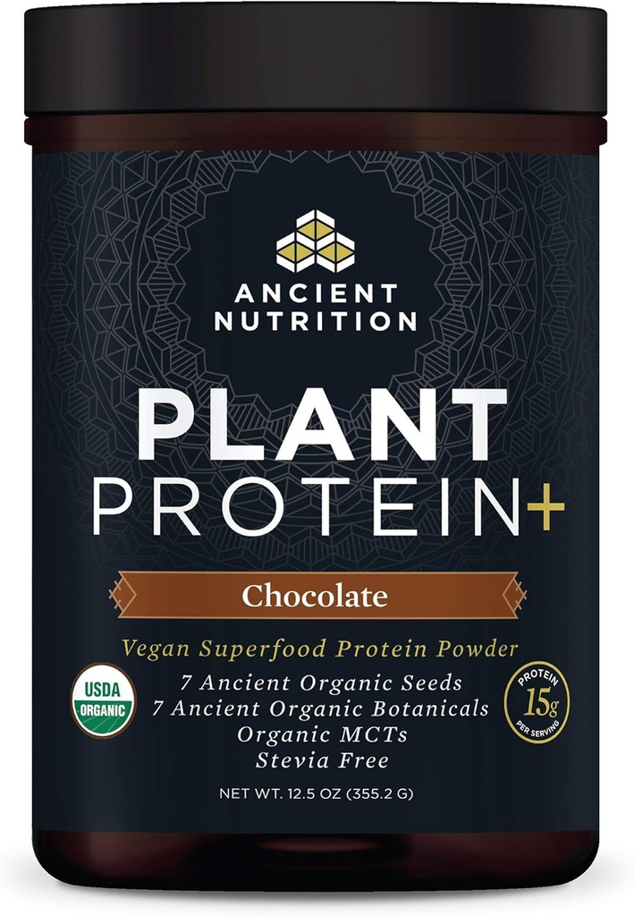 Gamle ernæring Plante Basert Protein pulver, Planteprotein +, Sjokolade, Organisk Vegansk Supermat Supplement, 15g Protein Per Serving, Glutenfri, Paleo Vennlig 12 Servering