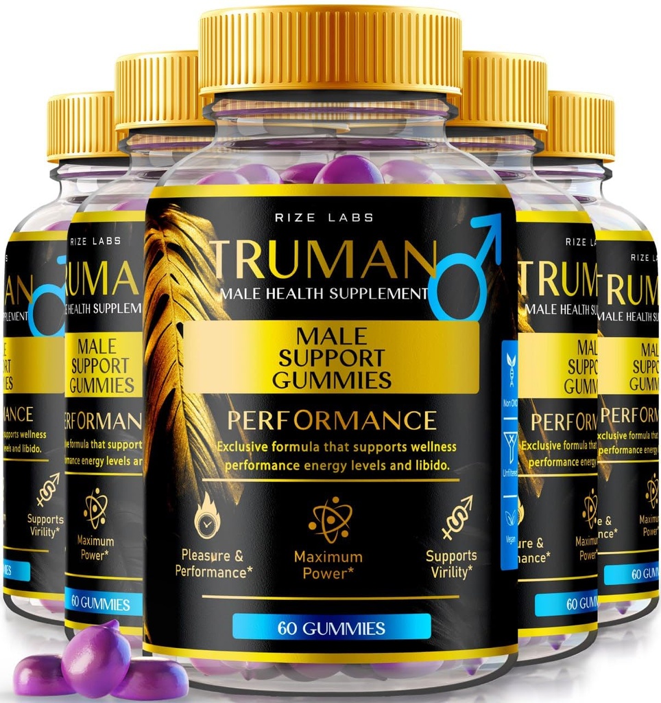 rize labs (5 Pack) Truman Gummies, Truman for Men, Truman Performance Supplement Reviews, Truman Gummy, TrumanMale Support, Tru man All-Natural Supplement, Gomitas (300 Gummies)